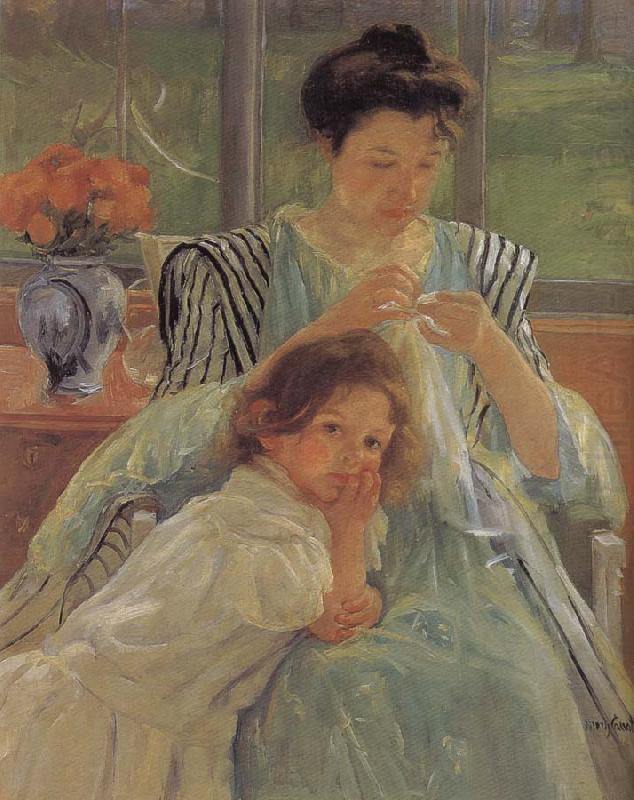 The young mother is sewing, Mary Cassatt
